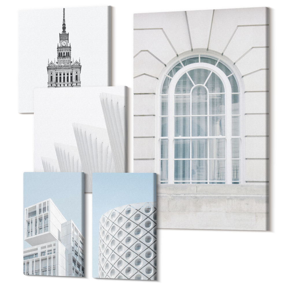 Öt részes vászonkép szett Modern építészet, minimalista formák és vonalak