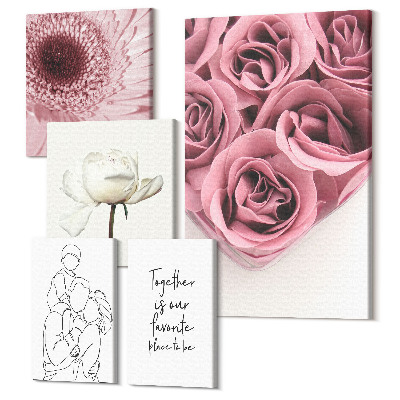 Vászonkép ötrészes Virágos inspiráció, romantikus boho stílusban