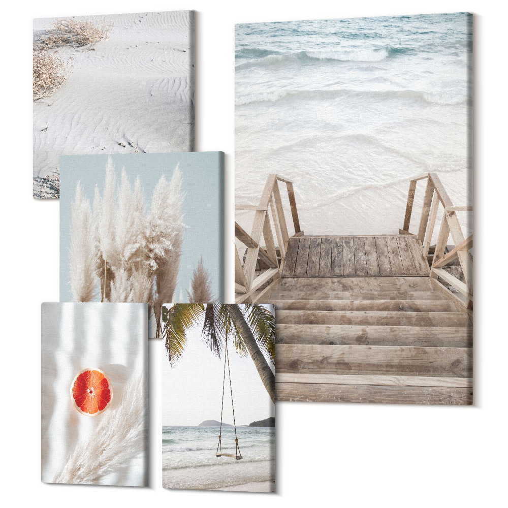 Vászonkép ötrészes Tengerparti inspirációk, kilátással a tengerre és a természetre