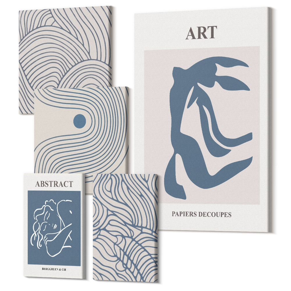 Öt részes vászonkép szett Absztrakt formák és vonalak modern stílusban