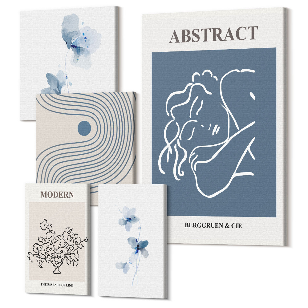 Öt részes vászonkép Modern absztrakt stílus finom virágos ékezetekkel