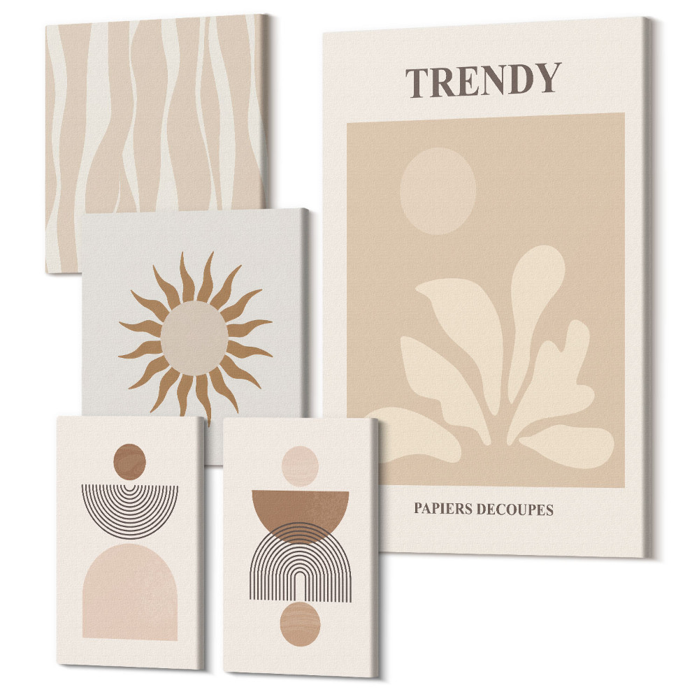 Öt részes vászonkép szett Stílusos dekorációk absztrakt formák és formák árnyalataiban