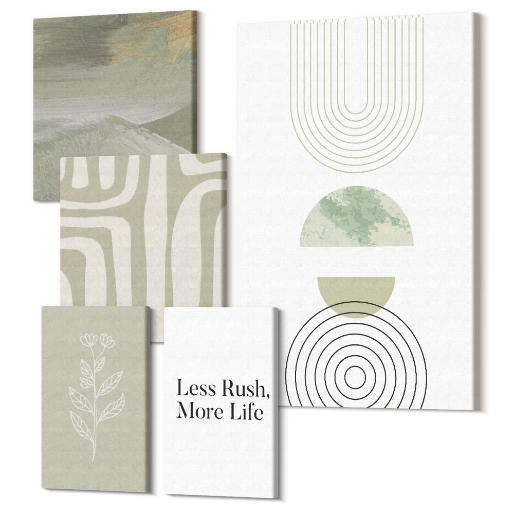 Öt részes vászonkép szett Stílusos grafika pasztell formákban és természeti inspirációkkal