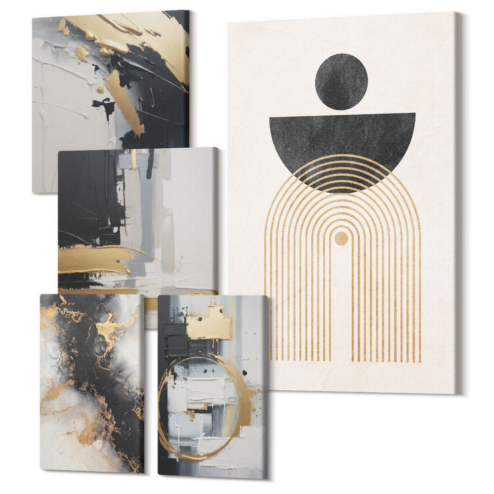 Vászonkép ötrészes Absztrakt kompozíciók modern stílusban, geometrikus alakzatokkal