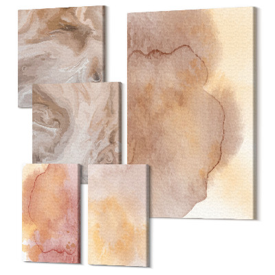 Öt részes vászonkép szett Meleg akvarellek vászonra, színes textúrák