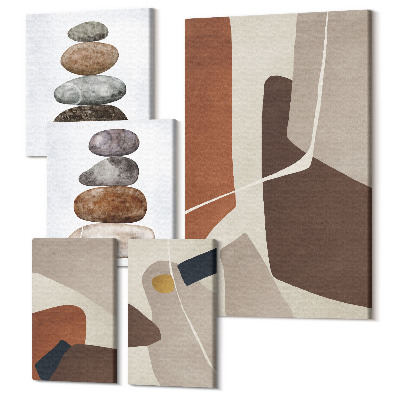 Vászonkép ötrészes Absztrakt boho festmény formák modern stílusban