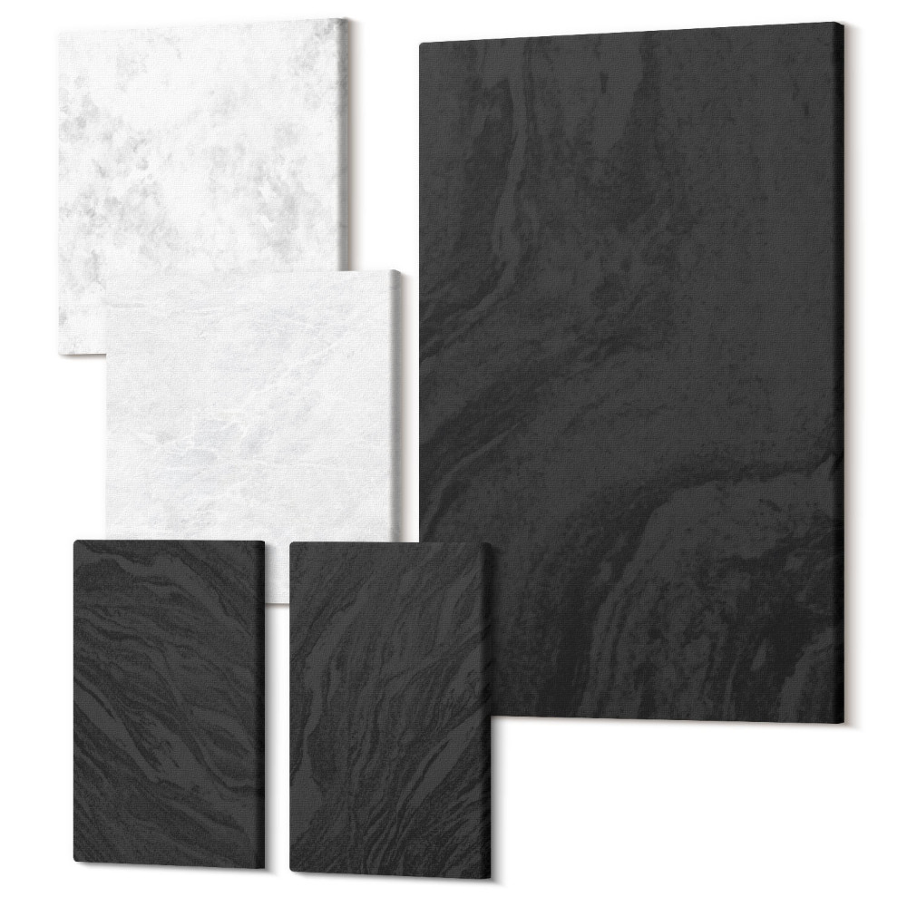 Öt részes vászonkép Sötét és világos márványok, elegáns textúrák, elbűvölő stílusban