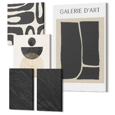 Vászonkép ötrészes Absztrakt formák és sötét márvány