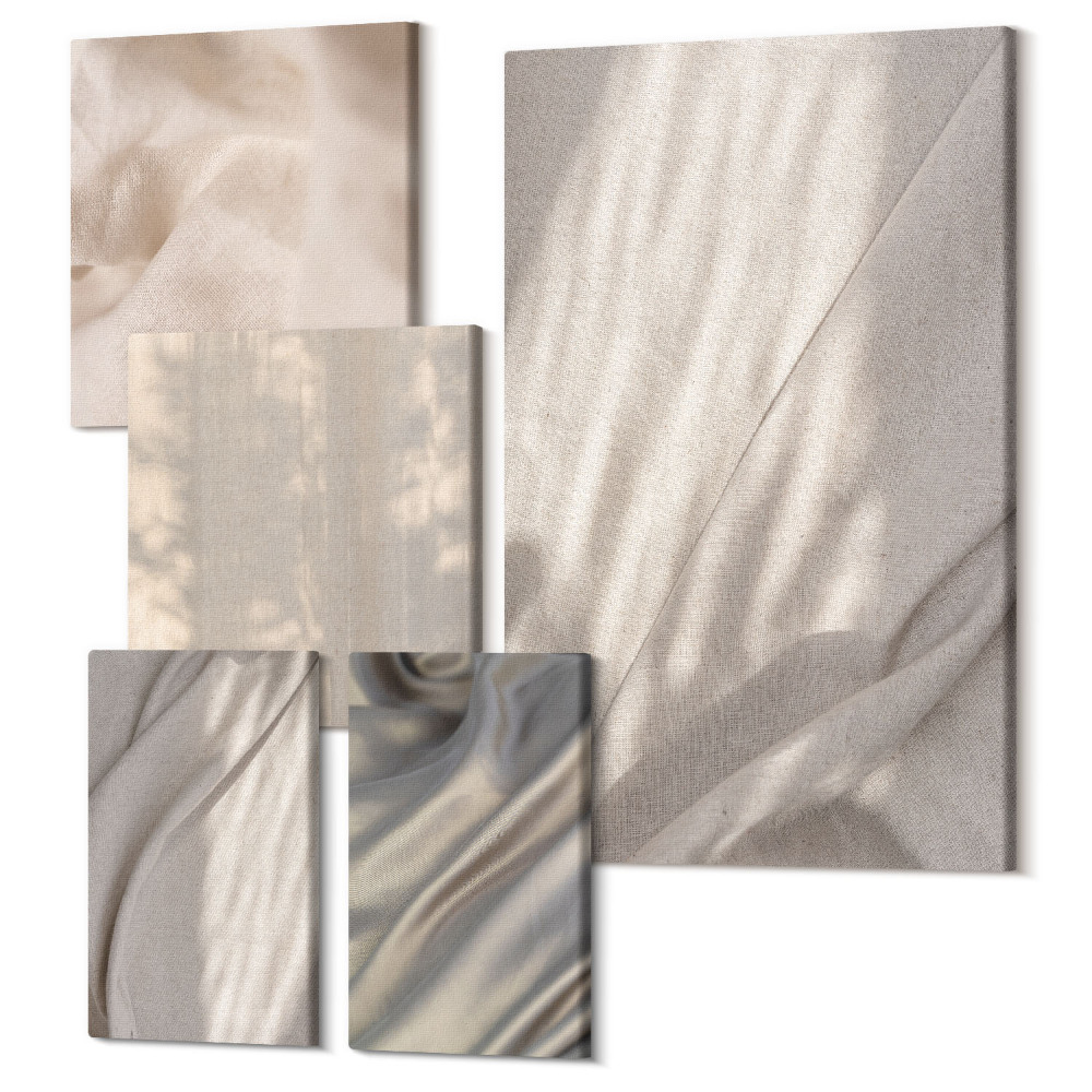 Öt részes vászonkép Közeli kép a természetes szövetszerkezetekről boho stílusban