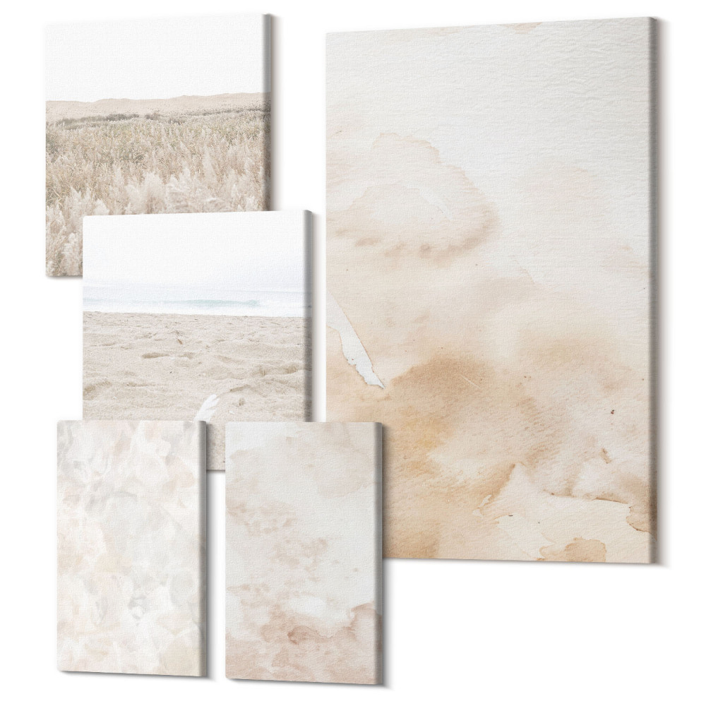 Öt részes vászonkép Divatos textúrák világos pasztell színekben