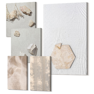 Vászonkép ötrészes Finom textúrák természetes boho stílusban