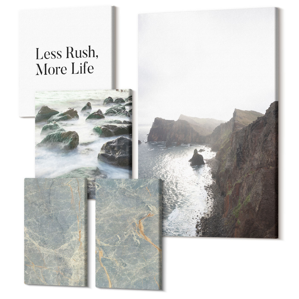 Vászonkép ötrészes Zöld márvány felirat és melankolikus kilátás