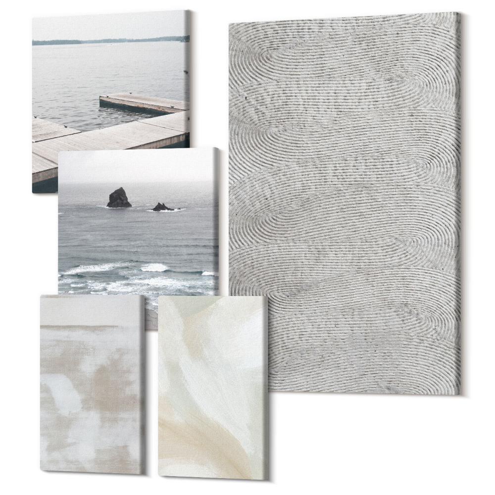 Öt részes vászonkép Absztrakció a tervezésben, modern festési textúrák