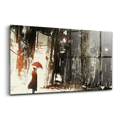 Üvegkép falra Veszélyes esős éjszaka nője