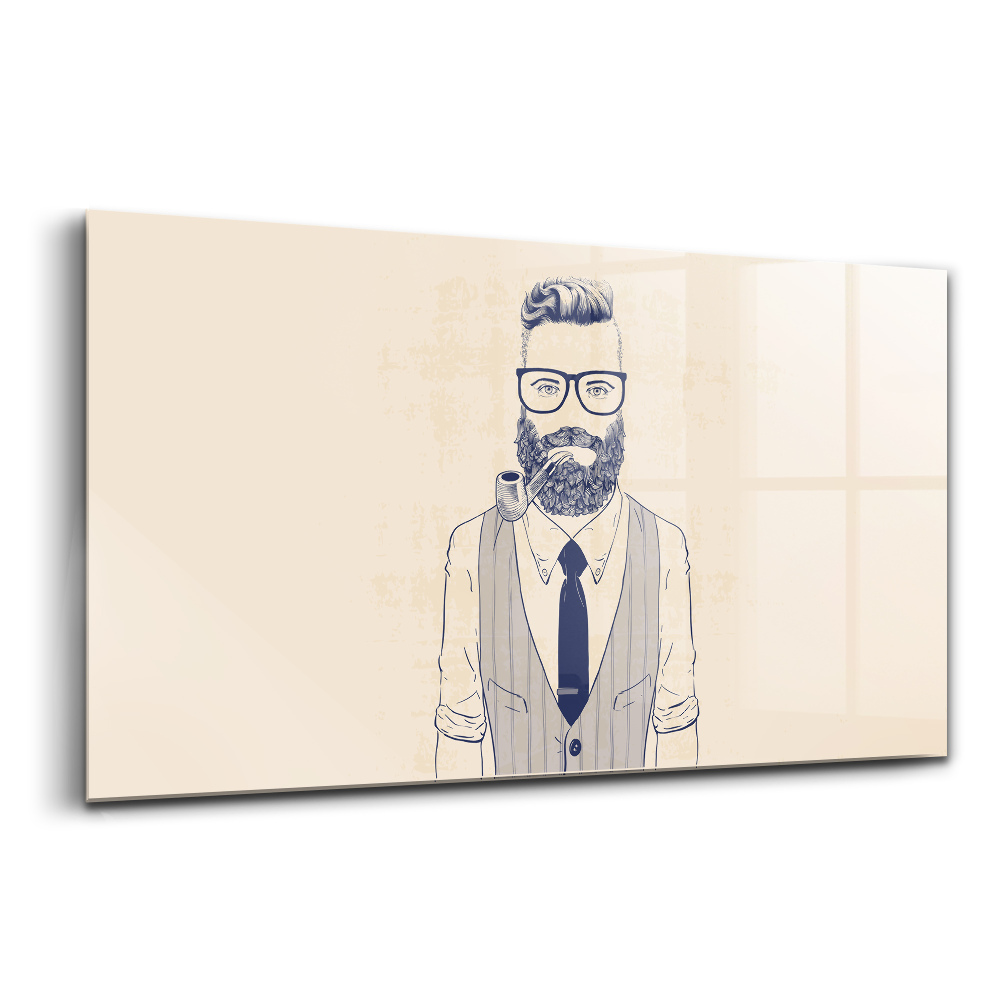 Üvegkép Szakállas férfi pipával