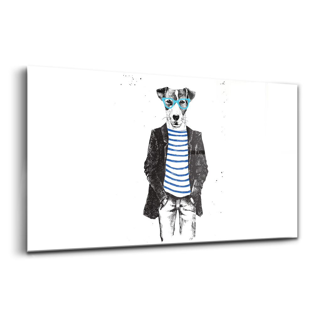 Egyedi üvegkép Kutya emberi testben