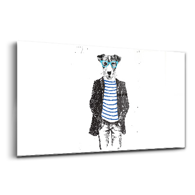 Egyedi üvegkép Kutya emberi testben