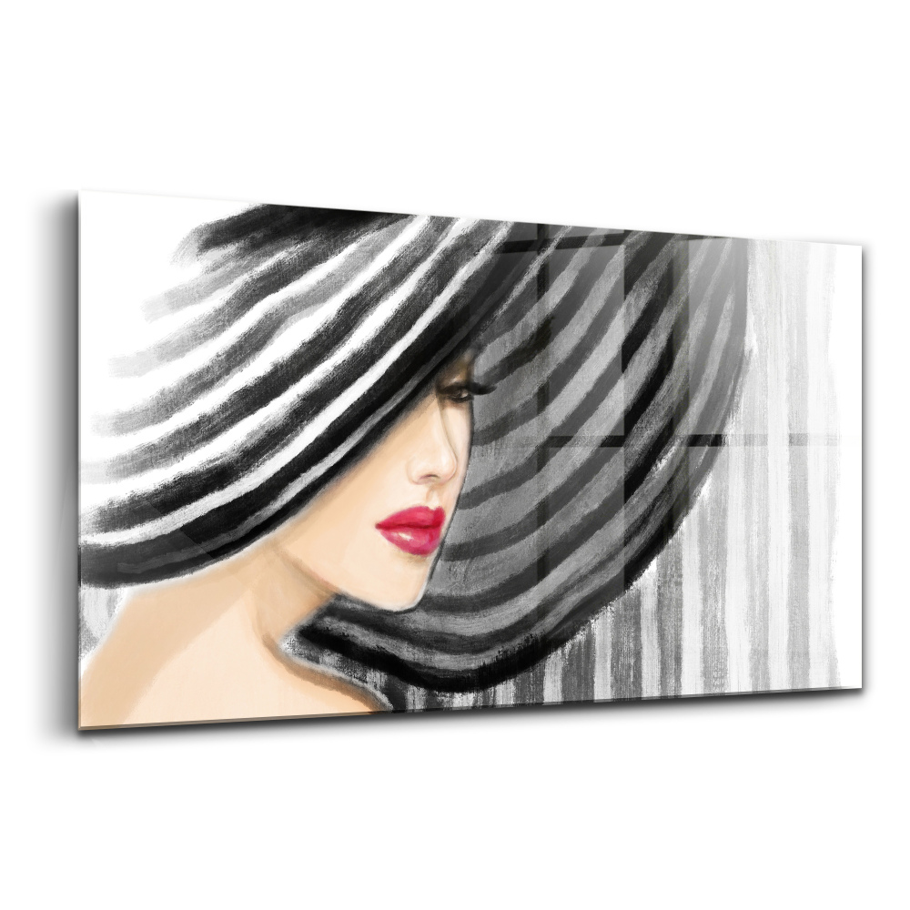 Üvegkép Nő fekete-fehérben