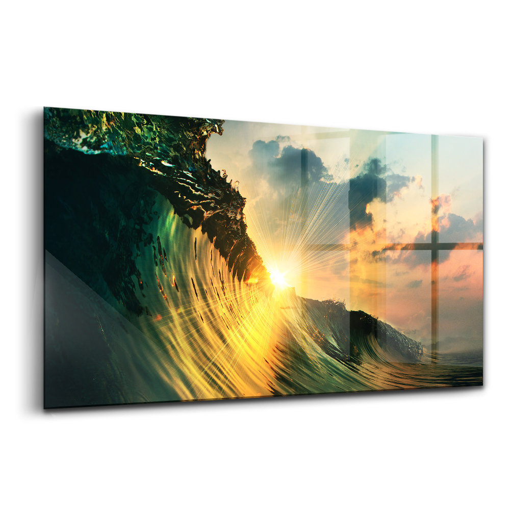 Üvegkép falra Perspektíva hullámok naplemente