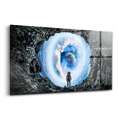 Üvegkép falra Űrlyuk és űrhajós