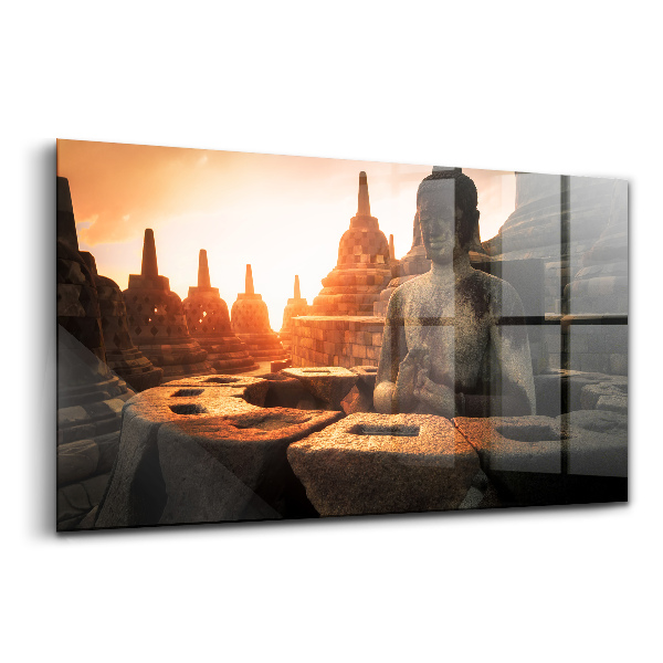 Egyedi üvegkép Nézet egy meditáló buddha szoborra