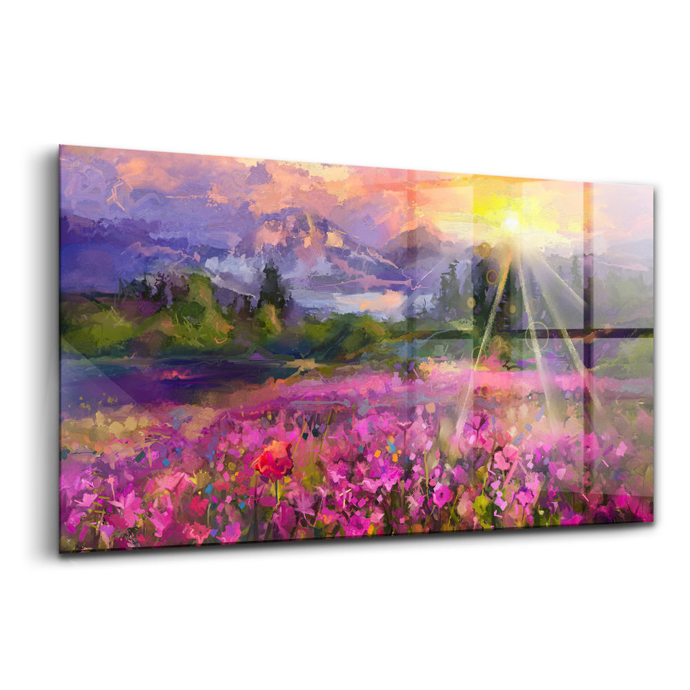 Üvegkép falra Mező a naplementében