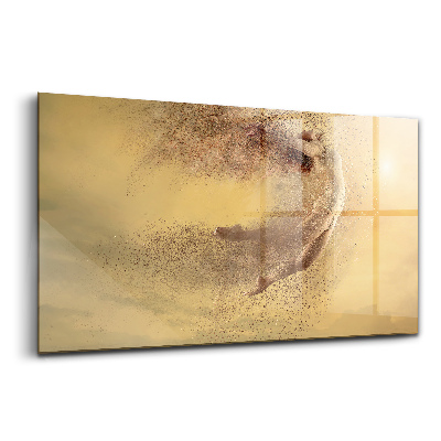 Üvegkép falra Nő dinamikusan ugráló alakban