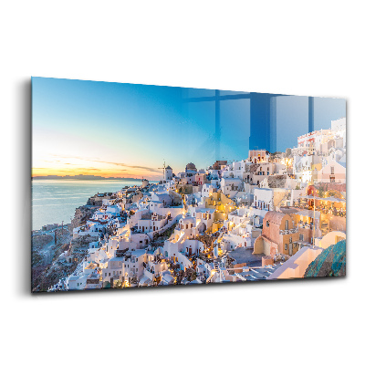 Egyedi üvegkép Santorini naplemente