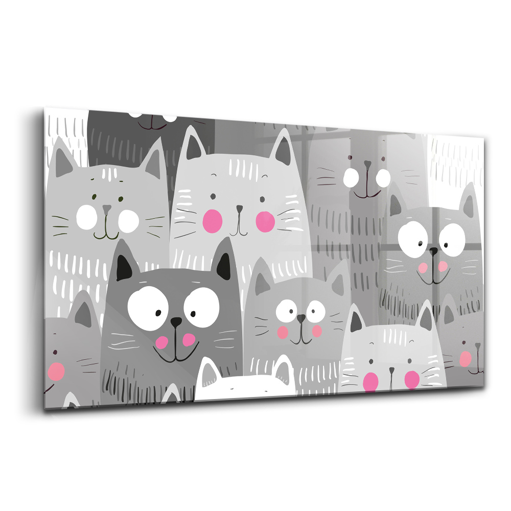 Egyedi üvegkép Mintázat macskákkal