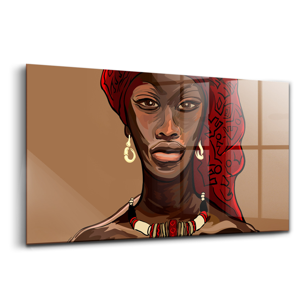 Üvegkép falra Művészeti festmény egy afrikai nő