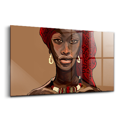 Üvegkép falra Művészeti festmény egy afrikai nő