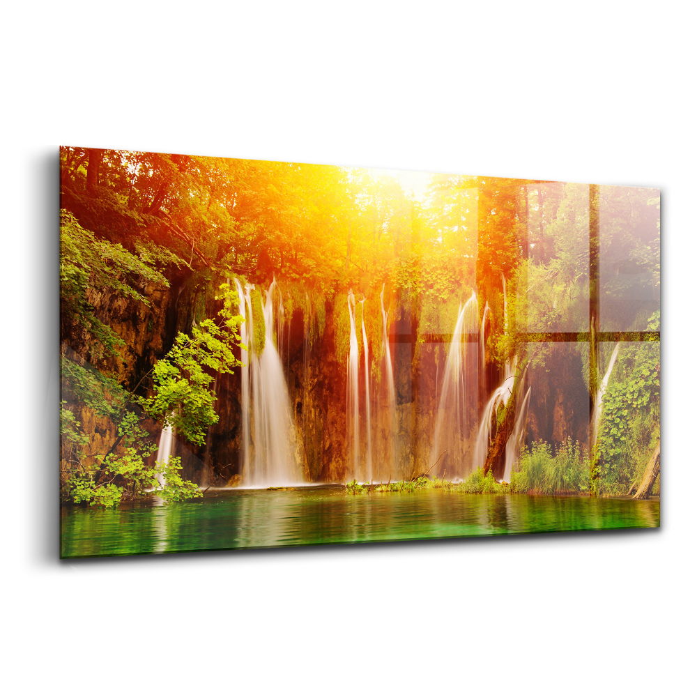 Üvegkép falra Festői kilátás egy vízesésre