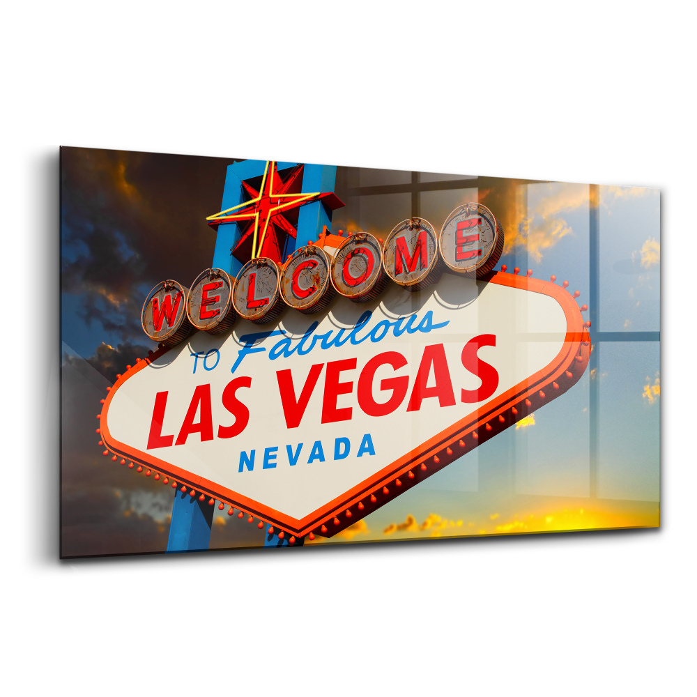 Üvegkép falra Las Vegas tábla naplementében