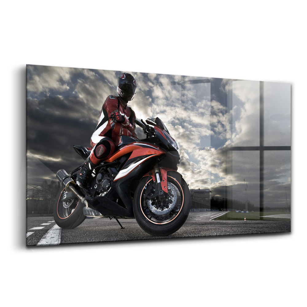 Egyedi üvegkép Férfi motorkerékpáron