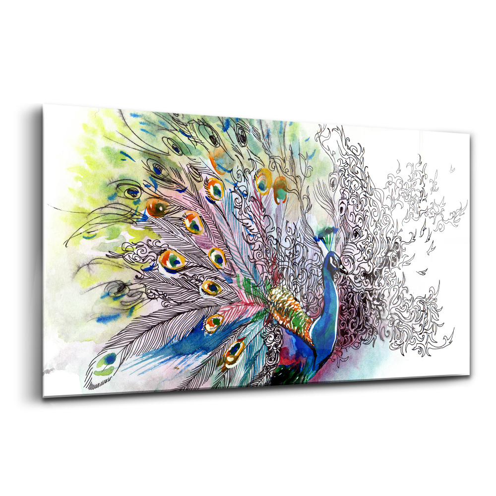 Üvegkép Színes páva