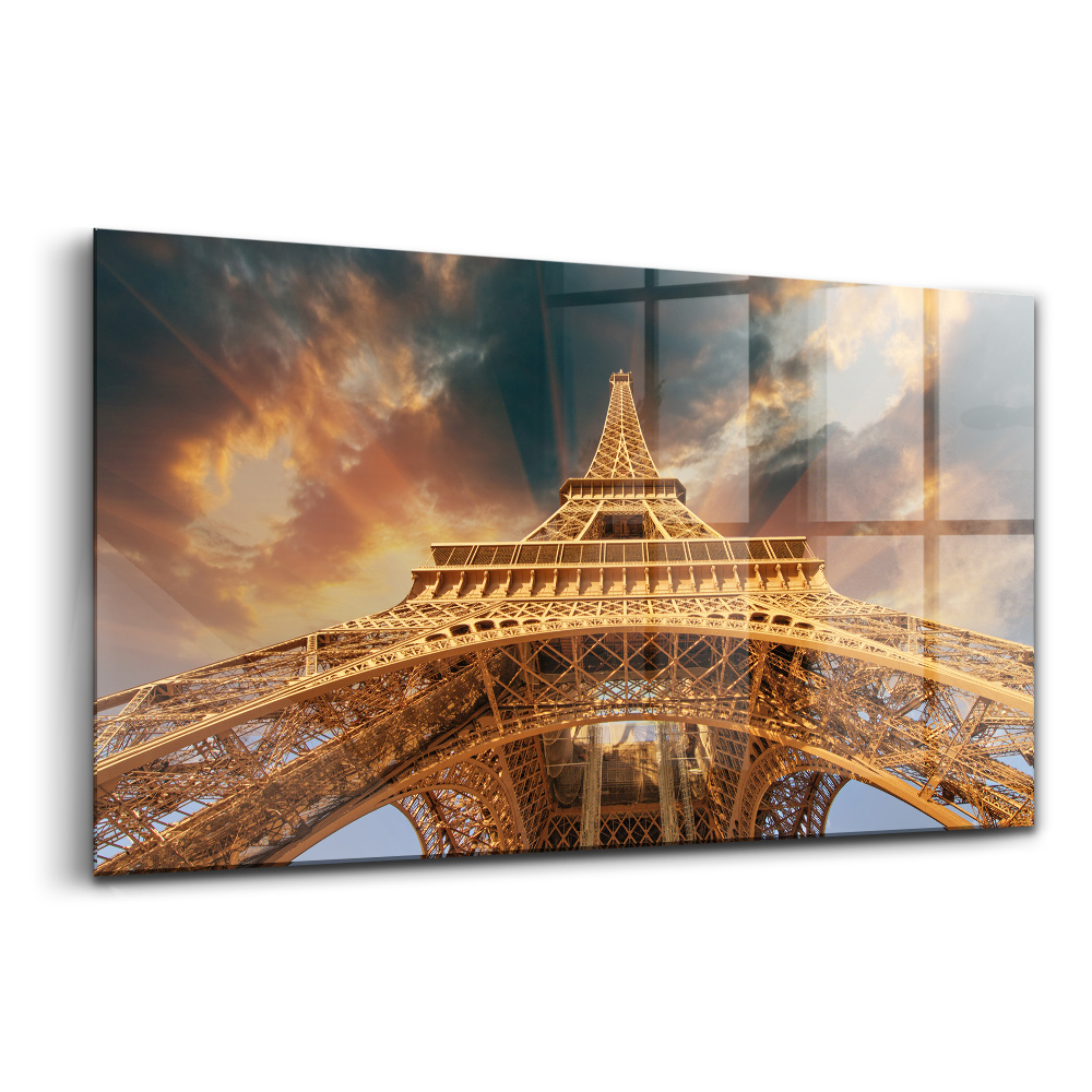 Üvegkép falra Eiffel-torony napsütésben