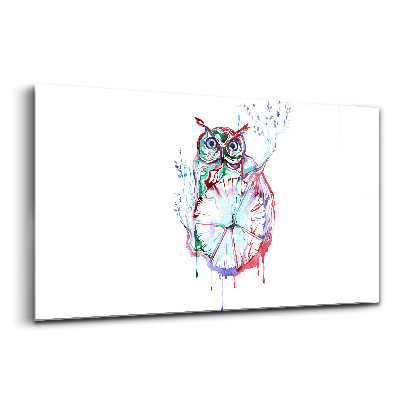 Üvegkép falra Illusztráció egy bagoly és egy óra