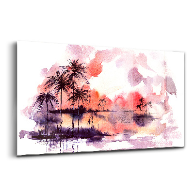 Üvegkép falra Akvarell egy trópusi tájról
