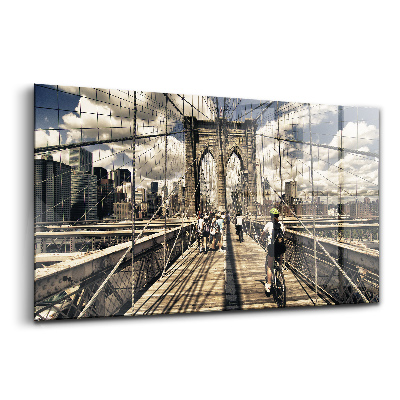 Üvegkép falra A Brooklyn híd látképe New Yorkban