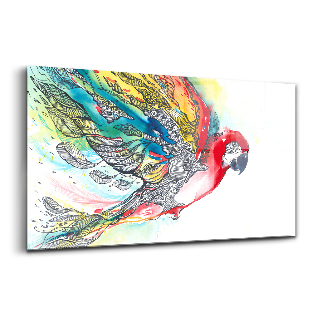 Üvegkép Színes papagáj repülés közben