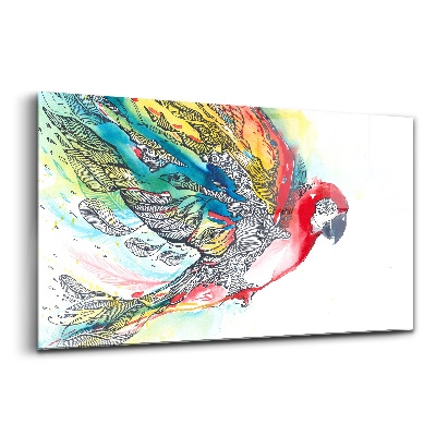 Üvegkép Színes papagáj repülés közben