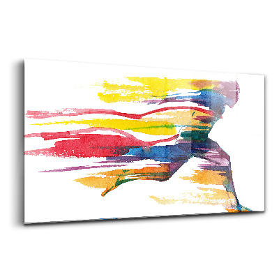 Üvegkép Illusztráció egy futó versenyzőről