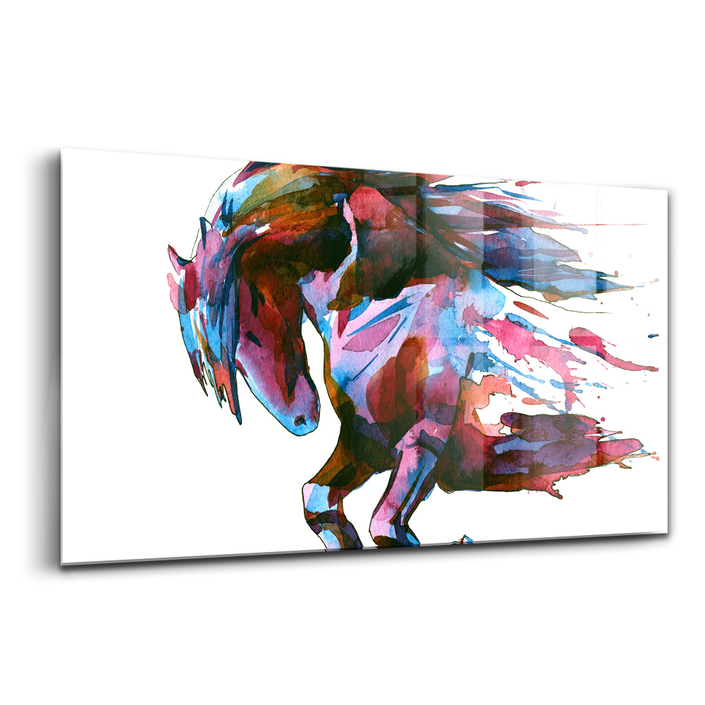 Üvegkép falra Akvarell egy futó lófejről