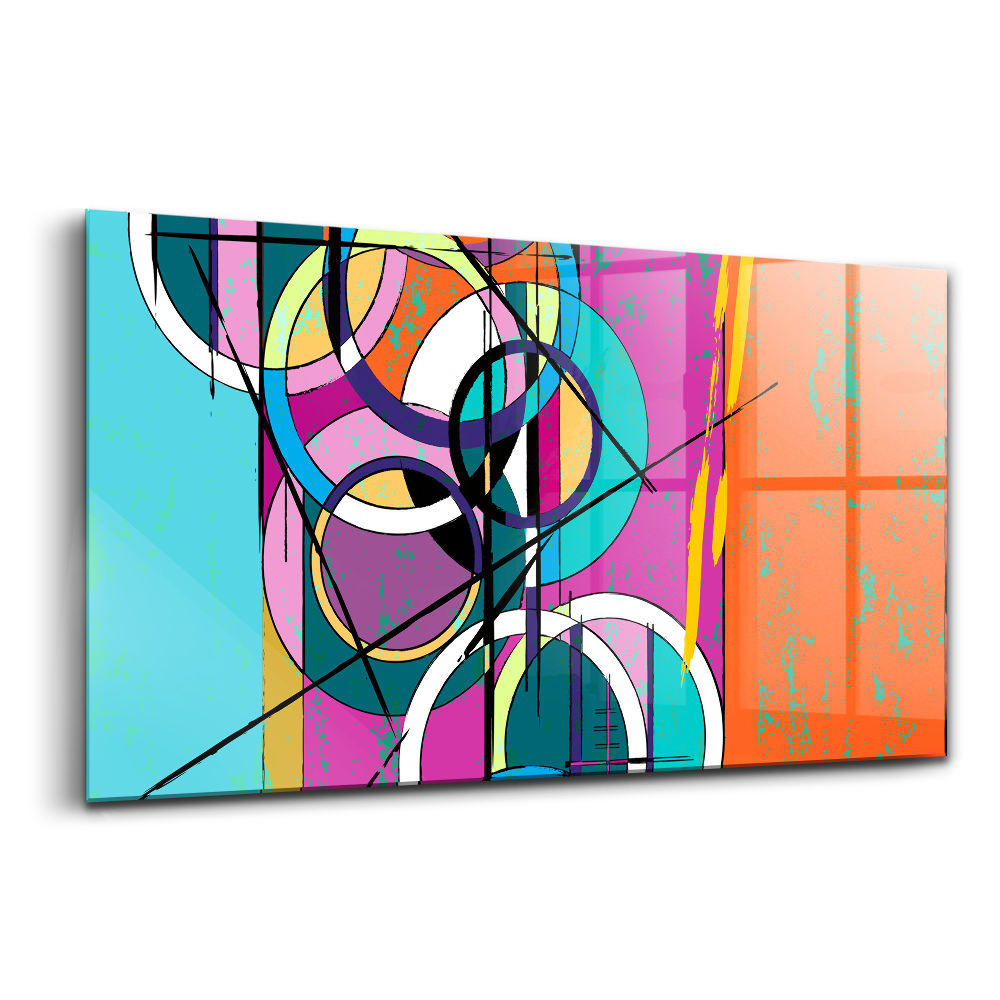 Egyedi üvegkép Absztrakt színes körök és vonalak