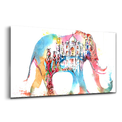 Üvegkép falra Indiai kultúra elefánt absztrakció