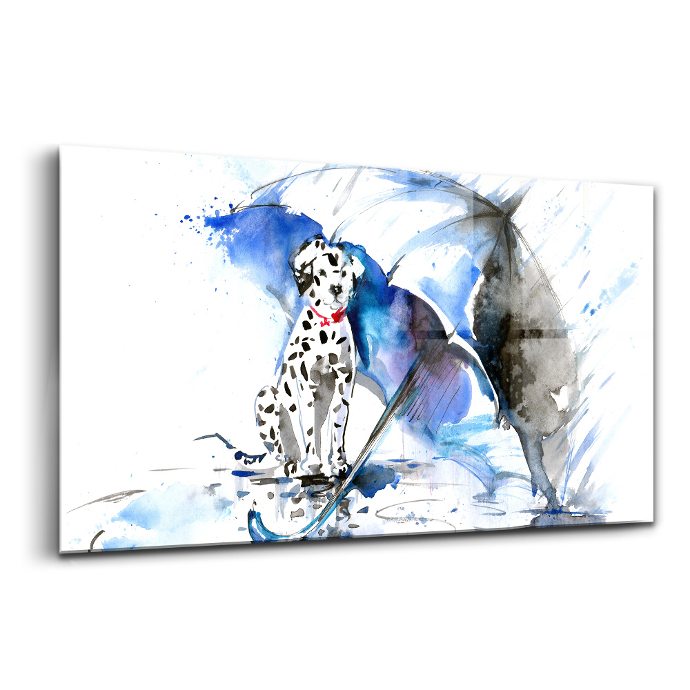 Üvegkép falra Dalmata egy esernyő alatt