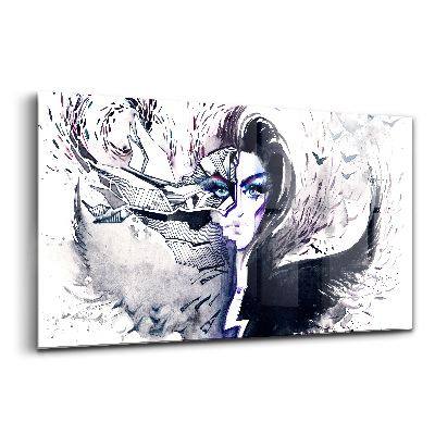 Üvegkép falra Illusztráció egy nő