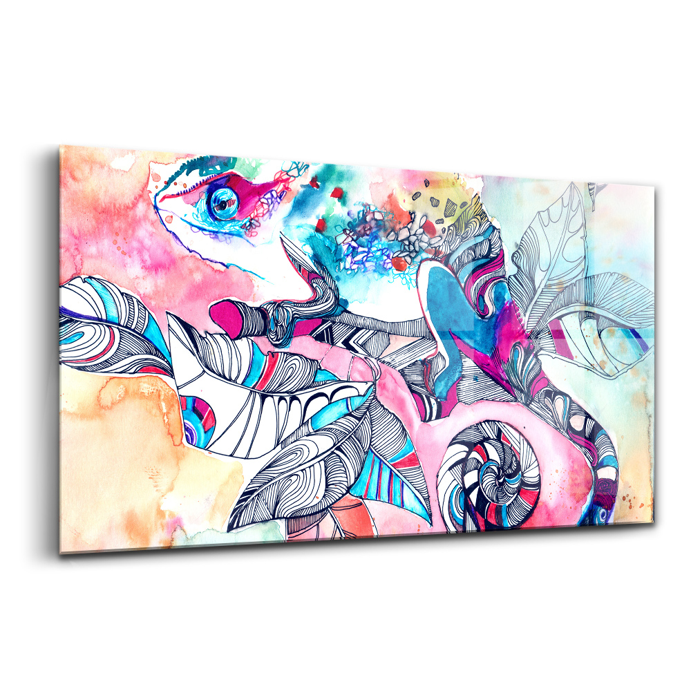 Üvegkép Kaméleon egy ágon