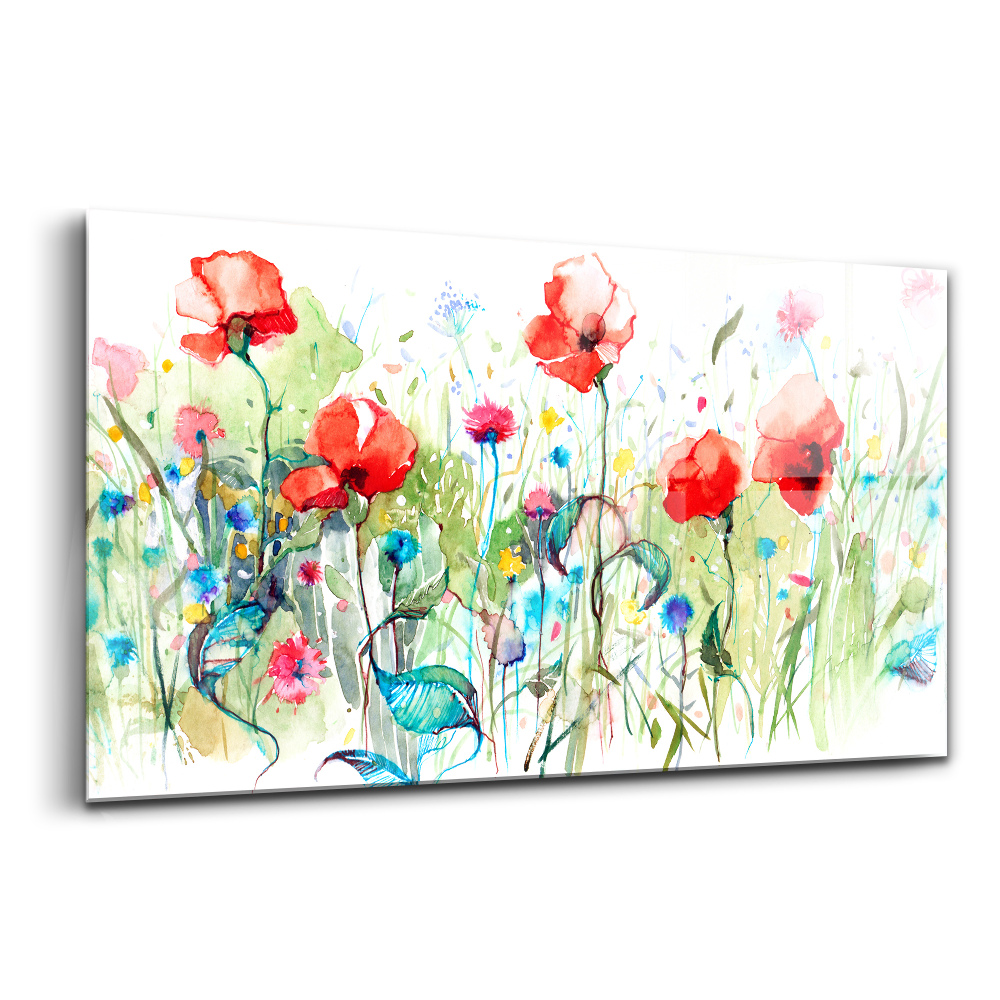 Üvegkép falra Pipacsok a réten