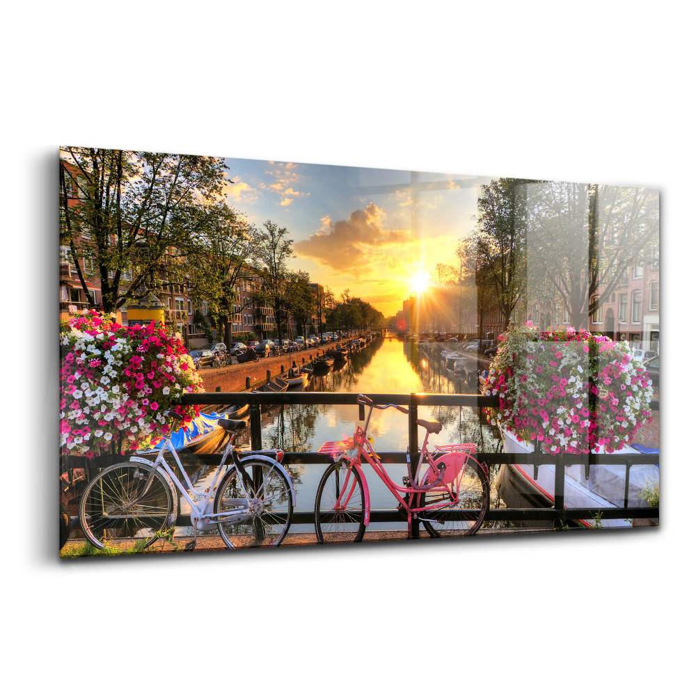Üvegkép Napfelkelte Amszterdam felett